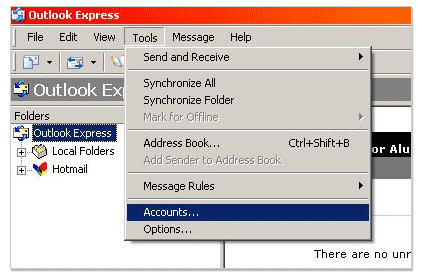 การติดตั้ง email ใน Outlook Express ขั้นตอนที่ 1